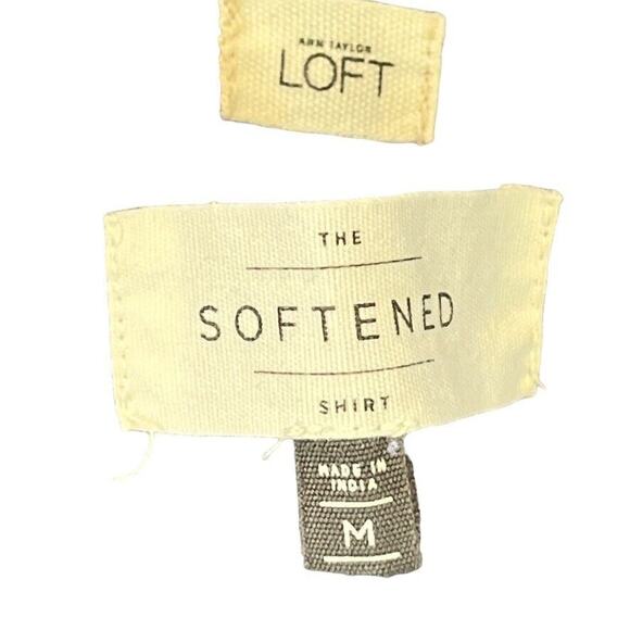 Ann Taylor Loft Softened Shirt Eyelet Embroidered Long Sleeve Button Up Top sz M - Picture 16 of 16